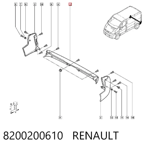 Бампер задний, центральная часть 8200200610 Renault (RVI)