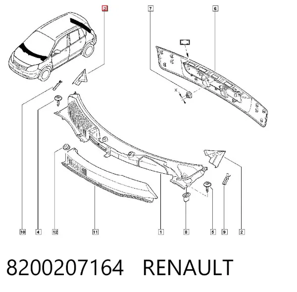 Заглушка жабо боковая 8200207164 Renault (RVI)