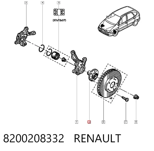 Передняя ступица 8200208332 Renault (RVI)