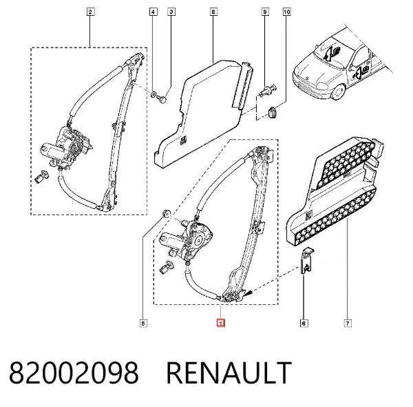Стеклоподъемник передней левой двери 82002098 Renault (RVI)