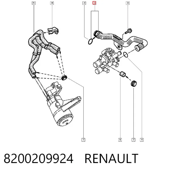 Шланг (патрубок) водяного насоса нагнетательный 8200209924 Renault (RVI)