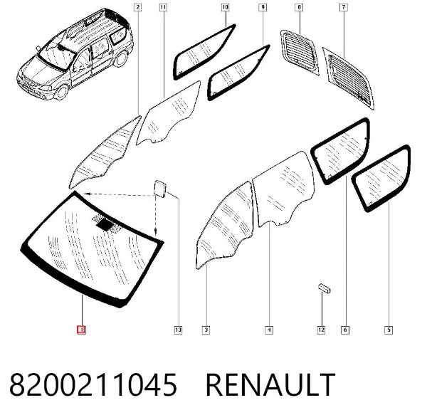 Лобовое стекло 8200211045 Renault (RVI)