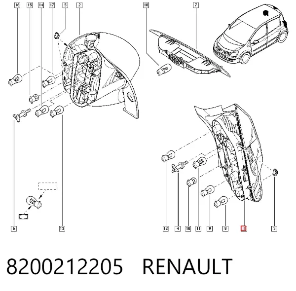 Фонарь задний левый 8200212205 Renault (RVI)
