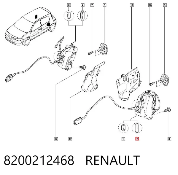 Замок двери задней левой 8200212468 Renault (RVI)
