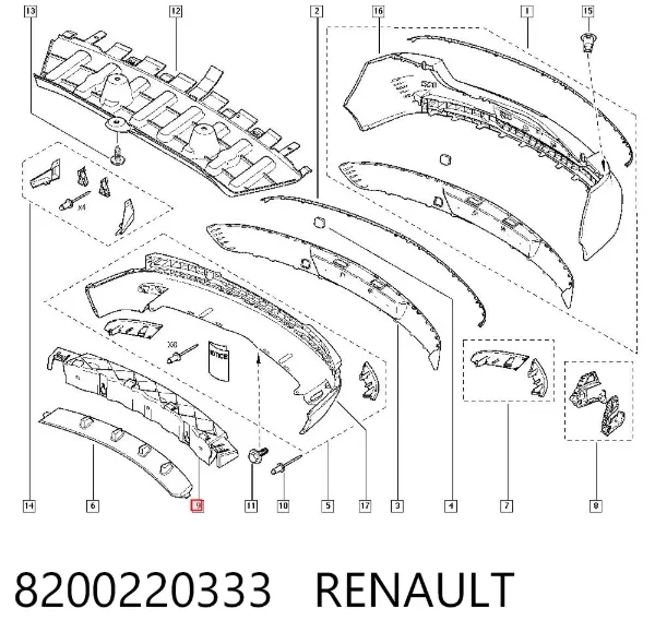 Абсорбер заднего бампера 8200220333 Renault (RVI)