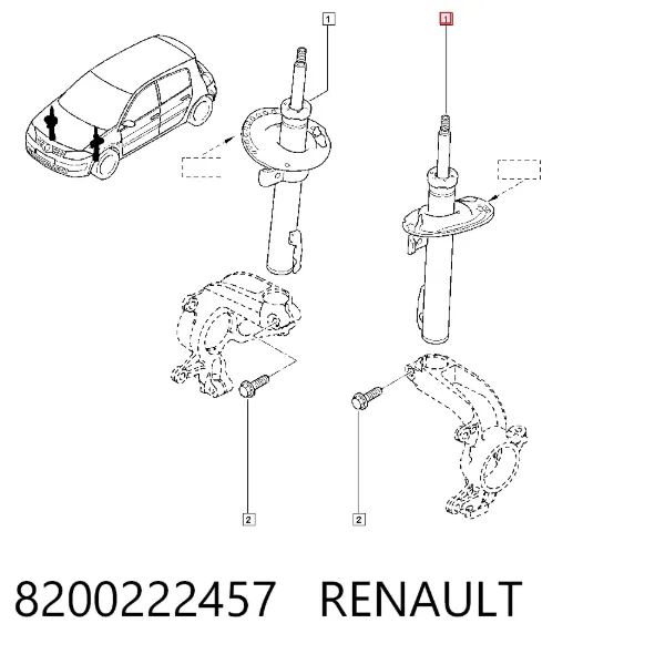 Амортизатор передний 8200222457 Renault (RVI)