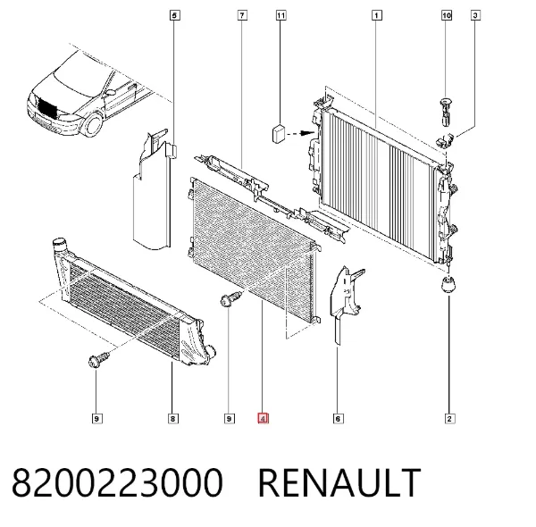 Радиатор кондиционера 8200223000 Renault (RVI)