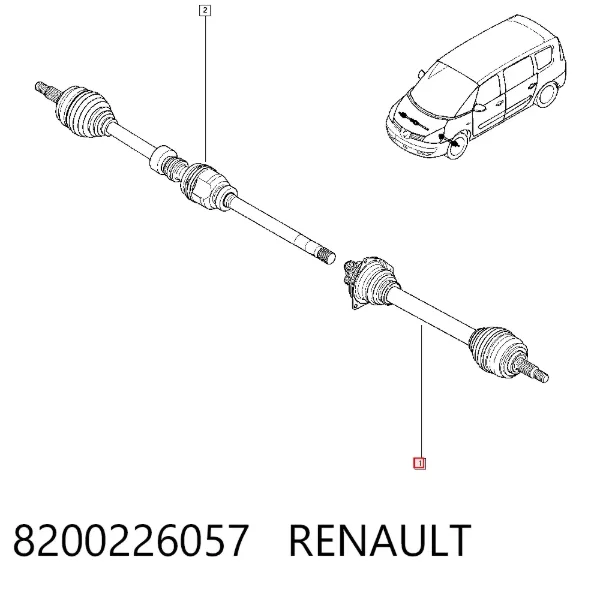 Левая полуось 8200226057 Renault (RVI)