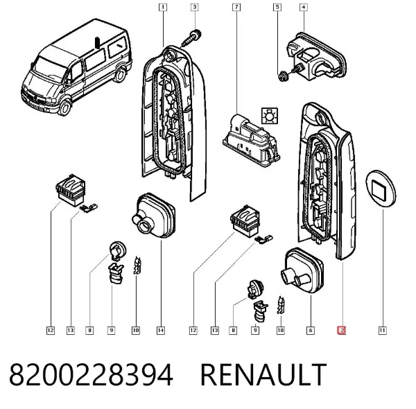 Фонарь задний левый 8200228394 Renault (RVI)