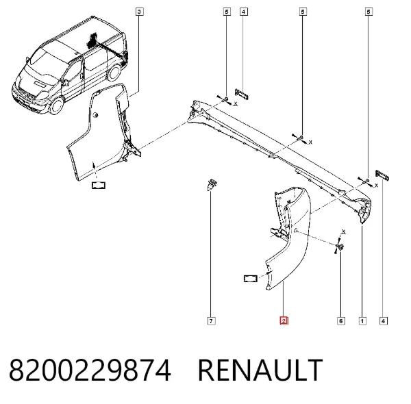 Бампер задний, левая часть 8200229874 Renault (RVI)