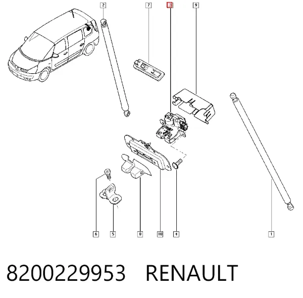 Замок багажника 8200229953 Renault (RVI)