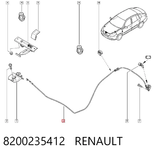 Трос капота 8200235412 Renault (RVI)