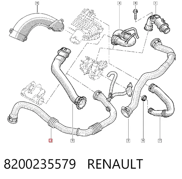 Патрубок интеркулера 8200235579 Renault (RVI)