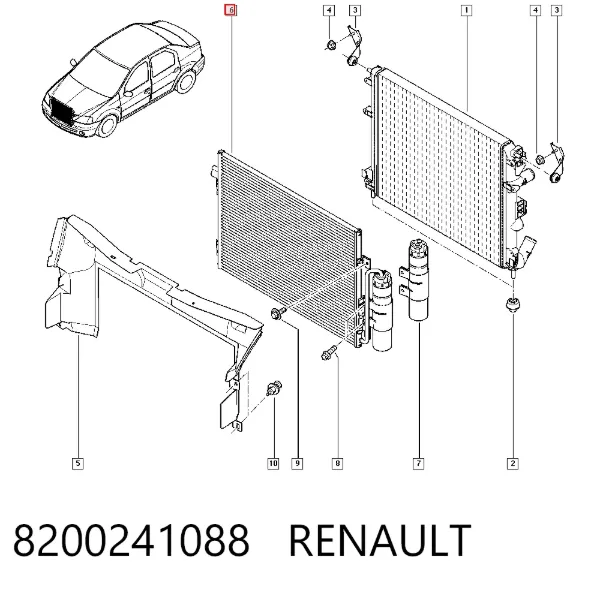 Радиатор кондиционера 8200241088 Renault (RVI)