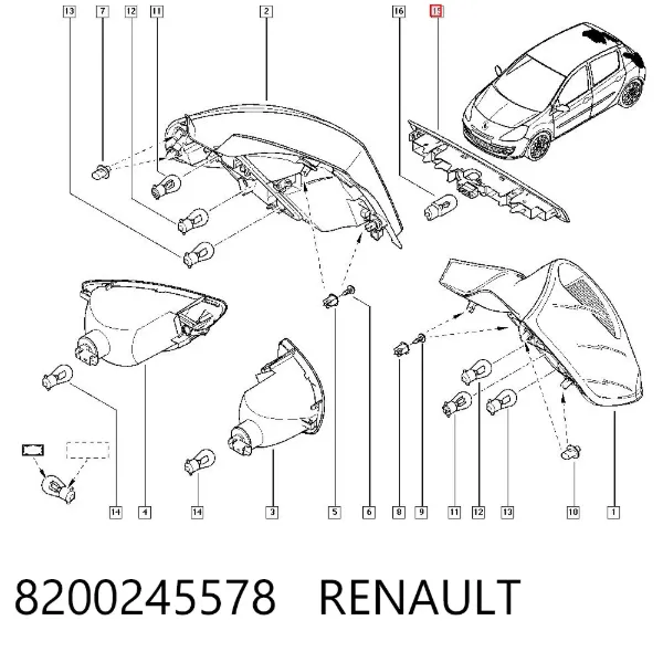 Задний стоп 8200245578 Renault (RVI)