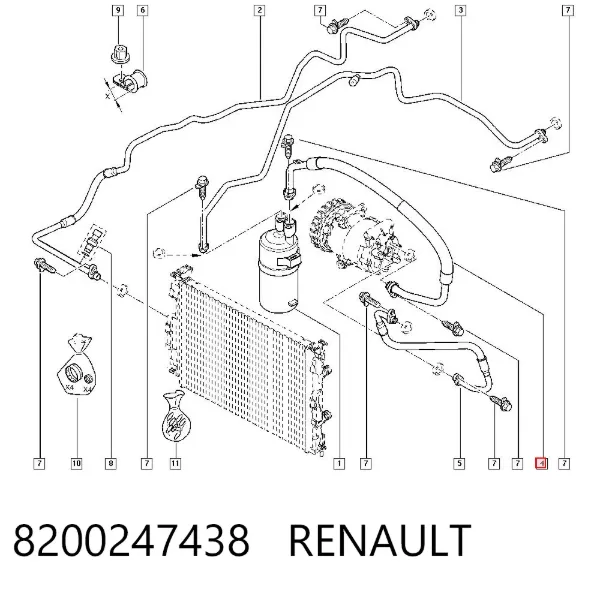 Шланг кондиционера, от осушителя к компрессору 8200247438 Renault (RVI)