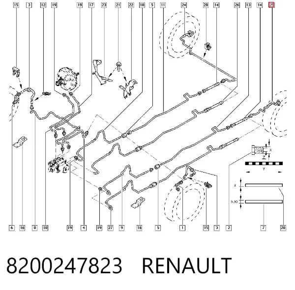 Шланг тормозной задний левый 8200247823 Renault (RVI)