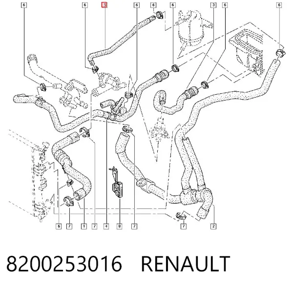 Шланг расширительного бачка верхний 8200253016 Renault (RVI)