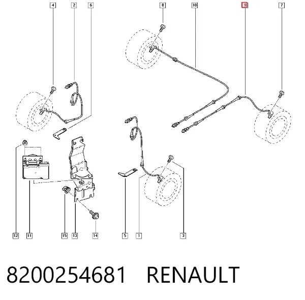 Датчик АБС задний левый 8200254681 Renault (RVI)