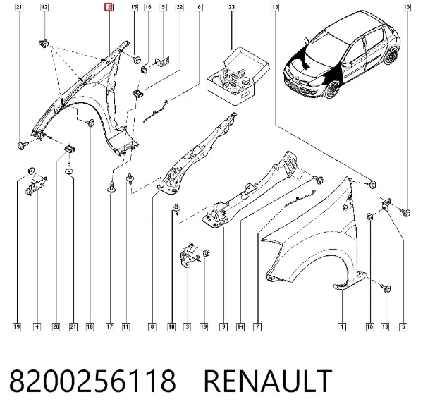 Крыло переднее правое 8200256118 Renault (RVI)