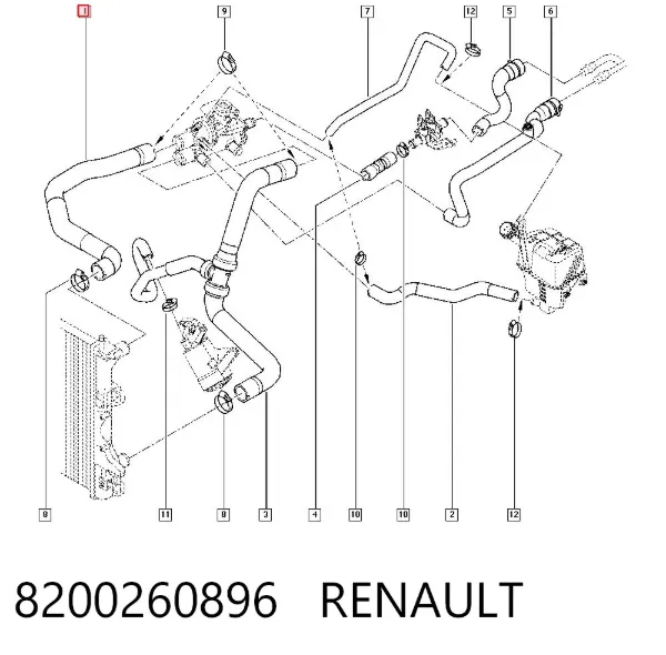 Патрубок радиатора 8200260896 Renault (RVI)