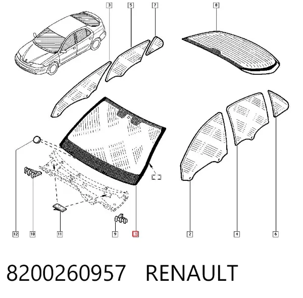 Лобовое стекло 8200260957 Renault (RVI)