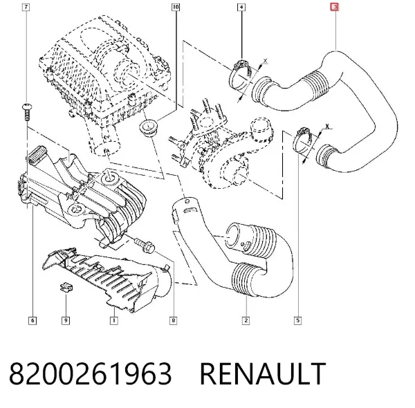 Выпускной патрубок воздушного фильтра 8200261963 Renault (RVI)