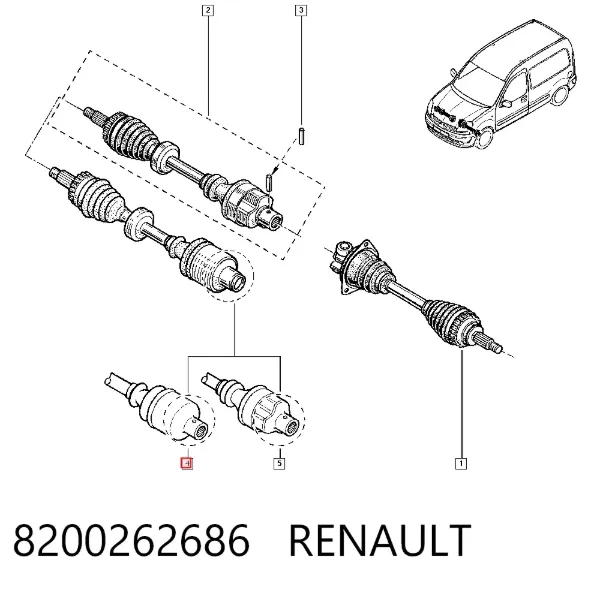 Правая полуось 8200262686 Renault (RVI)