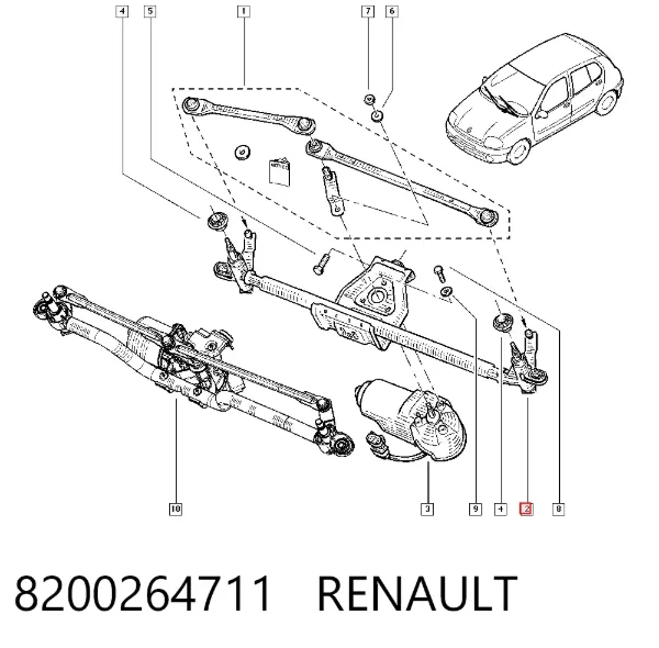 Трапеция дворников 8200264711 Renault (RVI)