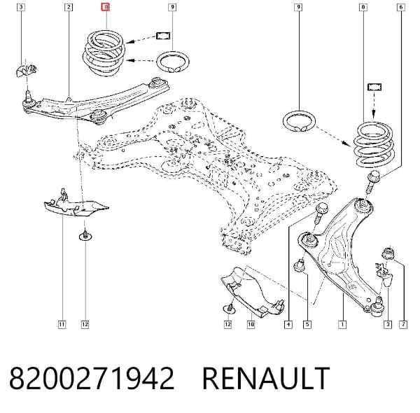 Передняя пружина 8200271942 Renault (RVI)