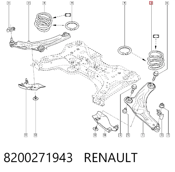Передняя пружина 8200271943 Renault (RVI)