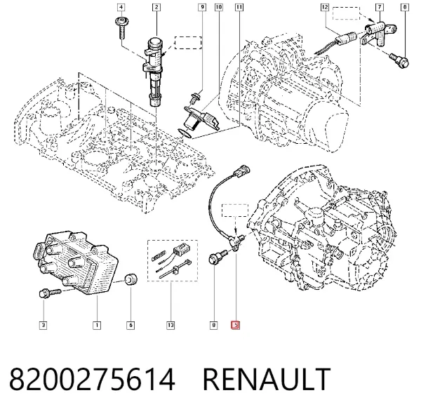 Датчик коленвала 8200275614 Renault (RVI)