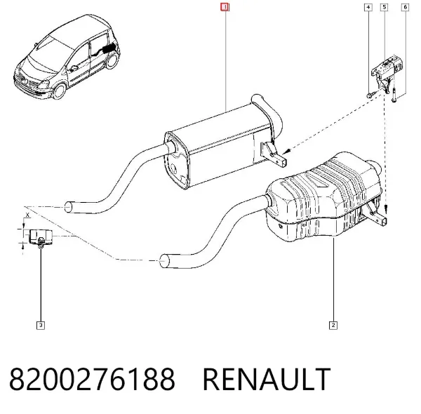 Глушитель задний 8200276188 Renault (RVI)