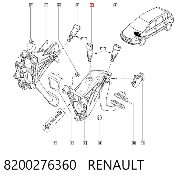 Датчик включения сцепления 8200276360 Renault (RVI)