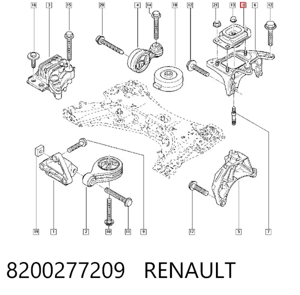 Левая подушка двигателя 8200277209 Renault (RVI)