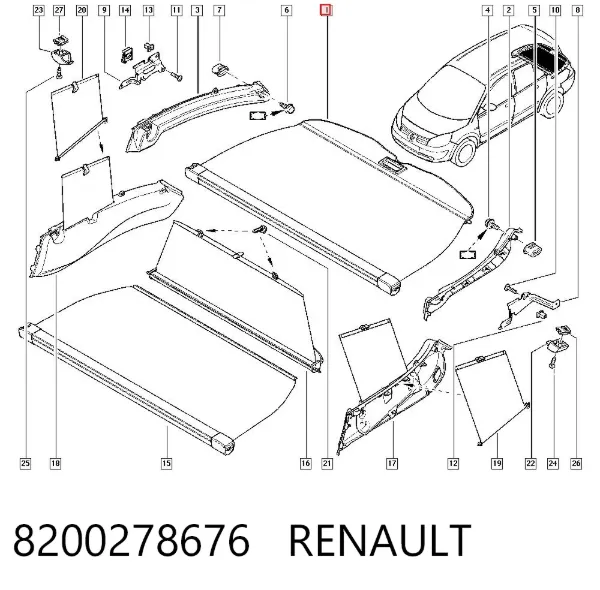 Шторка багажного отсека 8200278676 Renault (RVI)