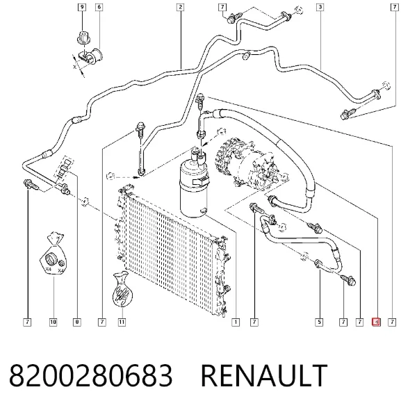 Шланг кондиционера, от испарителя к компрессору 8200280683 Renault (RVI)