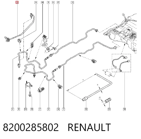 Трубка топливная, от фильтра к топливной рейке 8200285802 Renault (RVI)