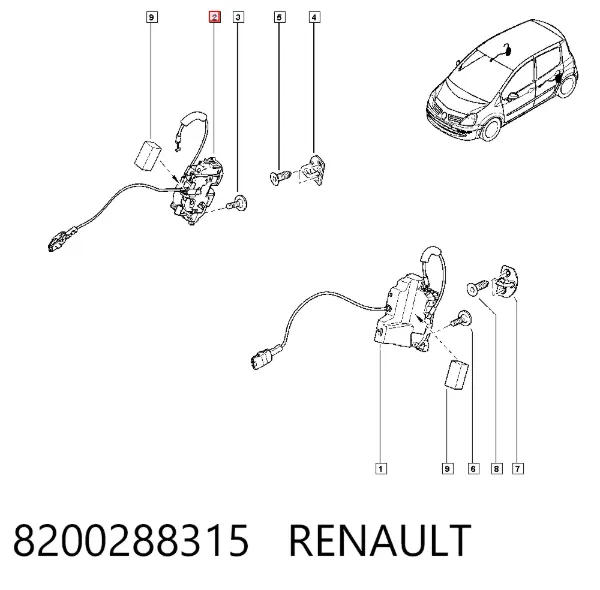 Замок двери задней правой 8200288315 Renault (RVI)