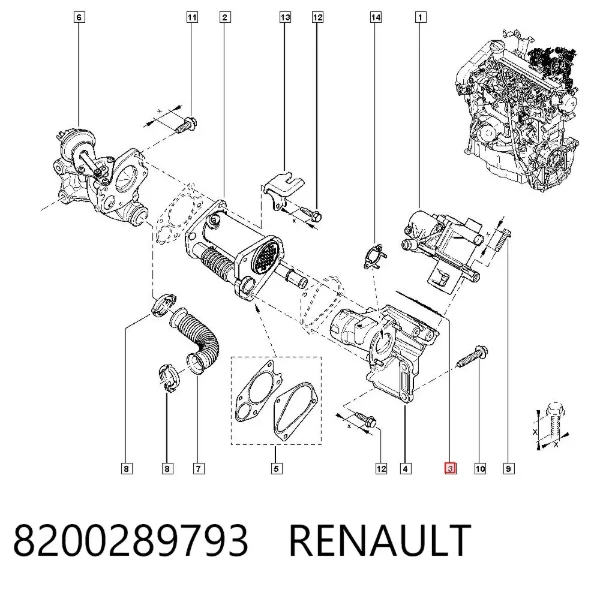 Прокладка EGR-клапана рециркуляции 8200289793 Renault (RVI)