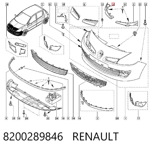 Кронштейн бампера переднего правый 8200289846 Renault (RVI)