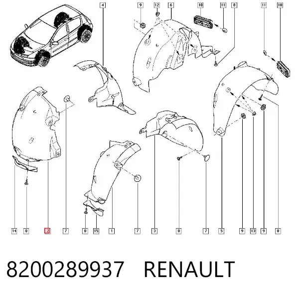 Подкрылок крыла переднего правый передний 8200289937 Renault (RVI)