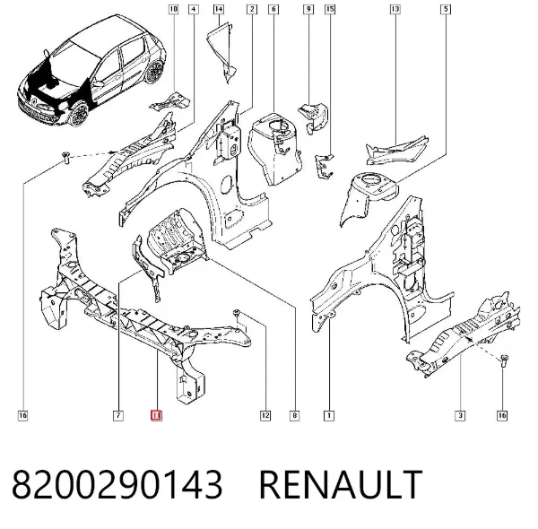Рамка радиатора 8200290143 Renault (RVI)