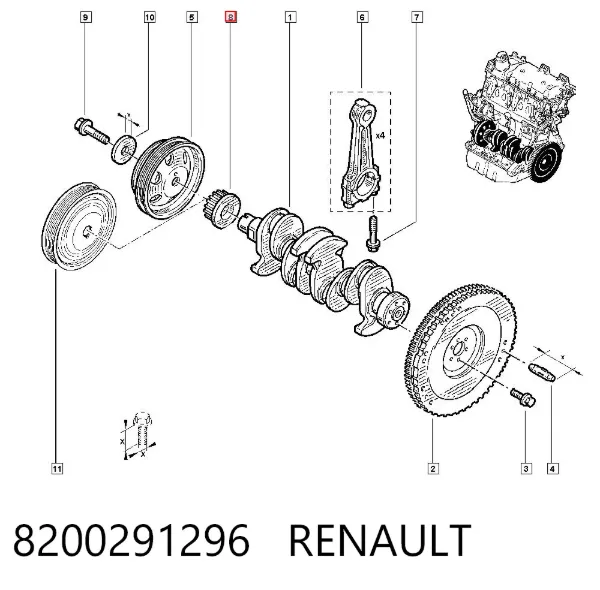 Звездочка привода коленвала 8200291296 Renault (RVI)