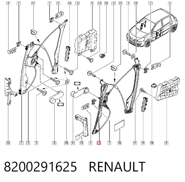 Стеклоподъемник передней левой двери 8200291625 Renault (RVI)