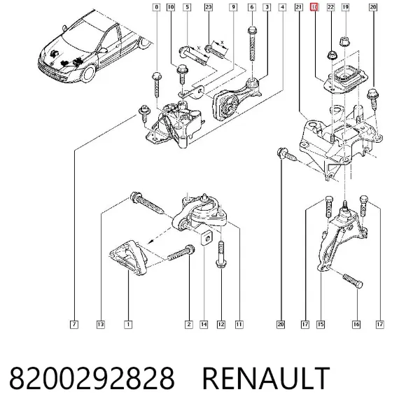 Левая подушка двигателя 8200292828 Renault (RVI)