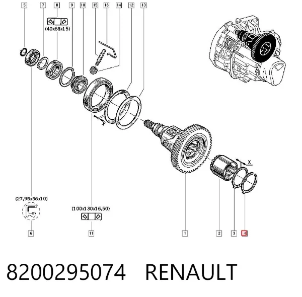 Кольцо стопорное синхронизатора 8200295074 Renault (RVI)
