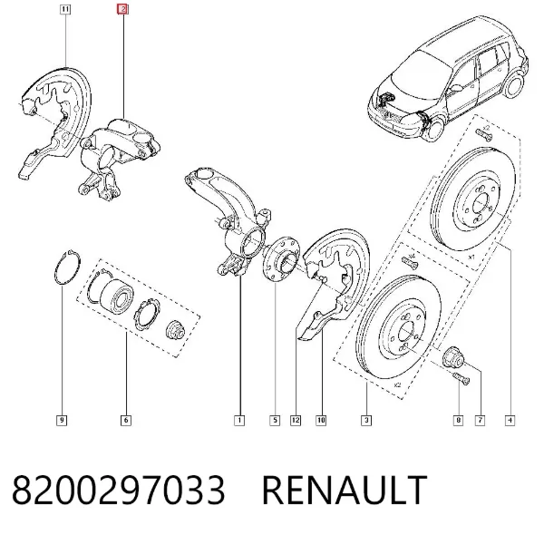 Цапфа передняя правая 8200297033 Renault (RVI)