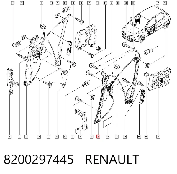 Стеклоподъемник передней левой двери 8200297445 Renault (RVI)