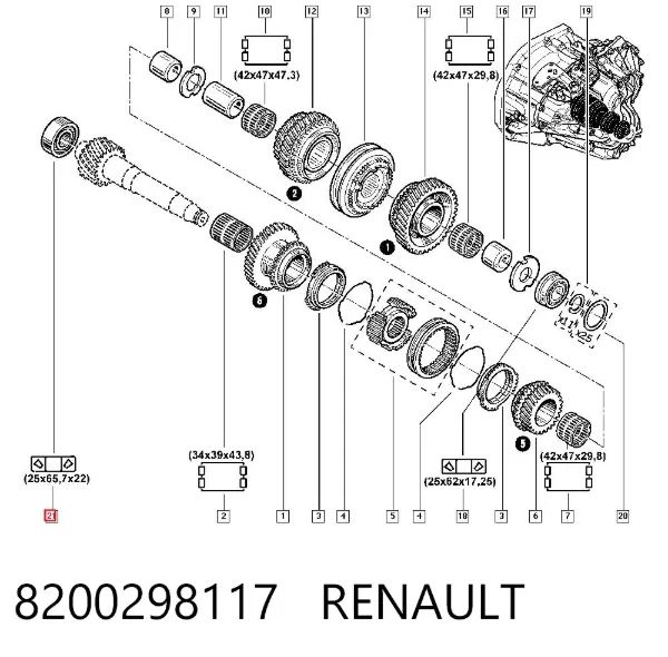 Подшипник КПП 8200298117 Renault (RVI)